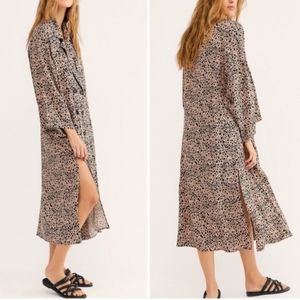 Free People oversized Daria Dress Duster animal print leopard Anthropologie